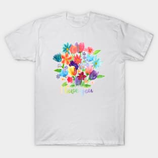 Floral I love you T-Shirt